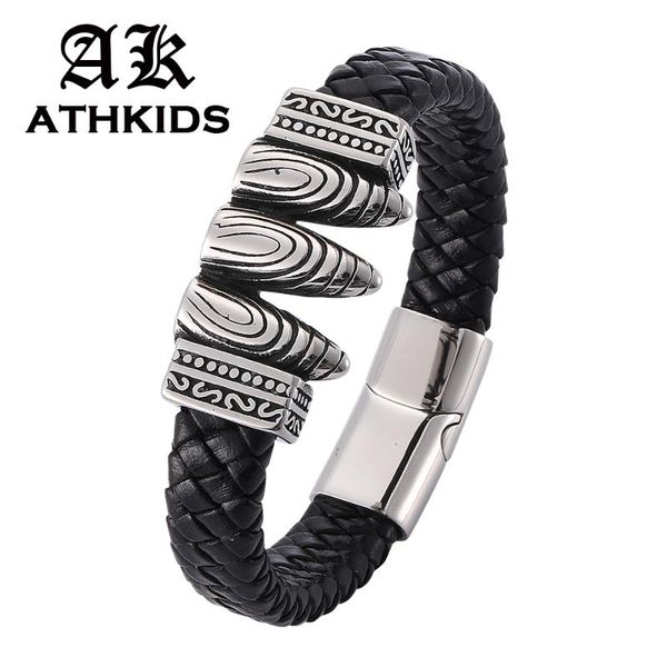 charm bracelets 2021 men bracelet black braided leather stainless steel magnetic clasp bangles fashion punk male jewelry pd816, Golden;silver
charm bracelets 2021 men bracelet black braided leather stainless steel magnetic clasp bangles fashion punk male jewelry pd816, Golden;silver