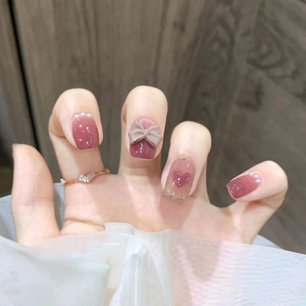 false nails 24pcs french style jelly grapes short nail patch detachable manicure full cover round head tips, Red;gold
false nails 24pcs french style jelly grapes short nail patch detachable manicure full cover round head tips, Red;gold