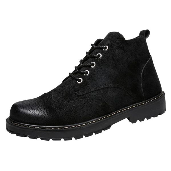 boots leather men's snow fashion retro simple color matte texture round head rub lace, Black
boots leather men's snow fashion retro simple color matte texture round head rub lace, Black