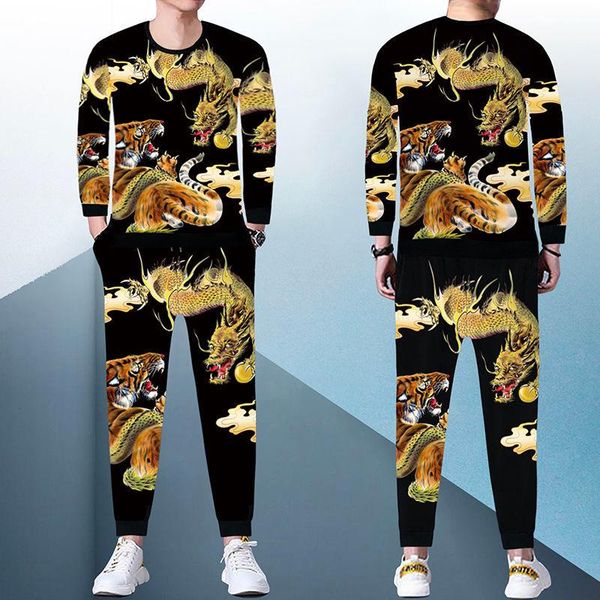men's tracksuits spring and autumn long sleeve t-shirt + pants 2 piece set chinese wind dragon clothes casual sports 3d printing suit b, Gray
men's tracksuits spring and autumn long sleeve t-shirt + pants 2 piece set chinese wind dragon clothes casual sports 3d printing suit b, Gray