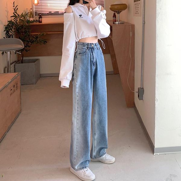 women's jeans cmaz 2021 vintage high waist straight pants for women streetwear loose female denim buttons zipper ladies trouser, Blue
women's jeans cmaz 2021 vintage high waist straight pants for women streetwear loose female denim buttons zipper ladies trouser, Blue