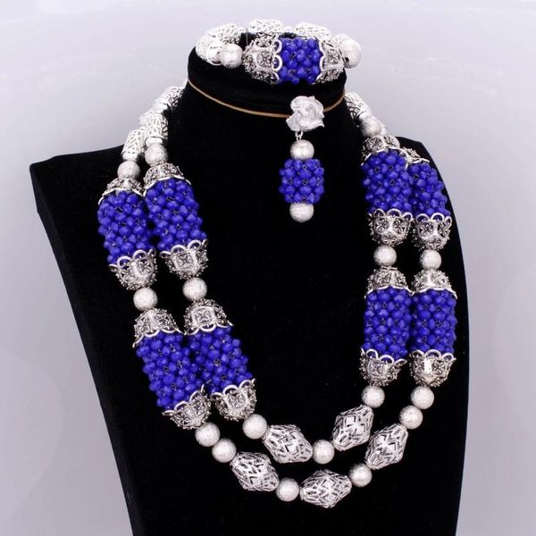 earrings & necklace african bridal jewelry set royal blue dubai jewellery for women big balls fine nigeria wedding beads, Silver
earrings & necklace african bridal jewelry set royal blue dubai jewellery for women big balls fine nigeria wedding beads, Silver