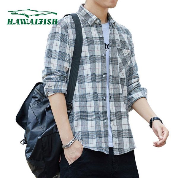 men's casual shirts hawaifish brand men 2021 autumn long-sleeved plaid camisas korean fashion all-match striped clothes, White;black
men's casual shirts hawaifish brand men 2021 autumn long-sleeved plaid camisas korean fashion all-match striped clothes, White;black