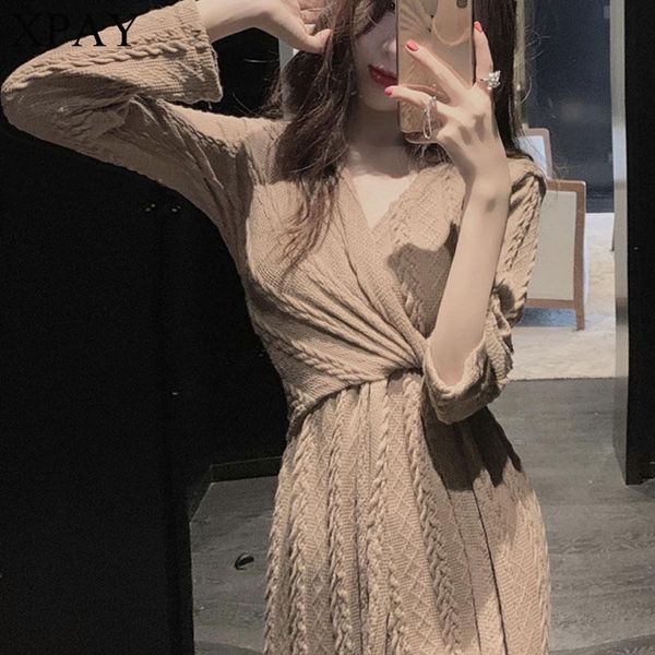 casual dresses one piece v-neck autumn dress women 2021 winter long sleeve slim bodycon maxi woman elegant knitted sweater dresseses, Black;gray
casual dresses one piece v-neck autumn dress women 2021 winter long sleeve slim bodycon maxi woman elegant knitted sweater dresseses, Black;gray
