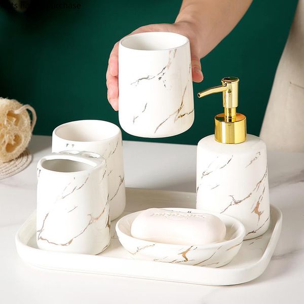 bath accessory set marbling ceramic bathroom 5-piece with tray mouth cup wash supplies lotion bottle toothbrush holder soap dish
bath accessory set marbling ceramic bathroom 5-piece with tray mouth cup wash supplies lotion bottle toothbrush holder soap dish
