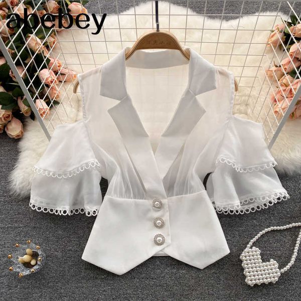 design hollow blouse women korean puff sleeve solid summer fashion streetwear short blouses 210715, White
design hollow blouse women korean puff sleeve solid summer fashion streetwear short blouses 210715, White