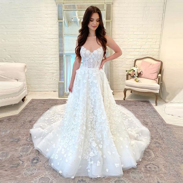 spaghetti a line lace wedding dresses with applqiues court train lace-up back boho plus size bridal gowns, White
spaghetti a line lace wedding dresses with applqiues court train lace-up back boho plus size bridal gowns, White