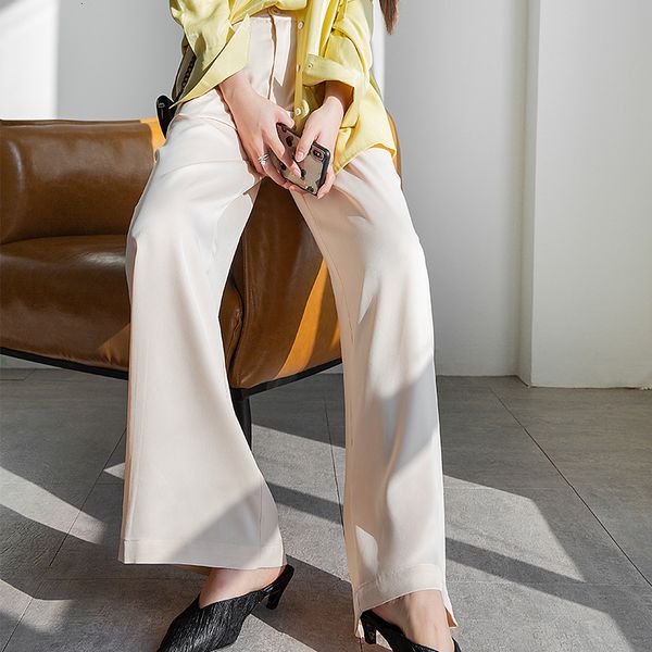 women's pants & s loose silk trousers with a high waist casual korean solid color feminine loose long pants pockets and zipper, Black;white
women's pants & s loose silk trousers with a high waist casual korean solid color feminine loose long pants pockets and zipper, Black;white