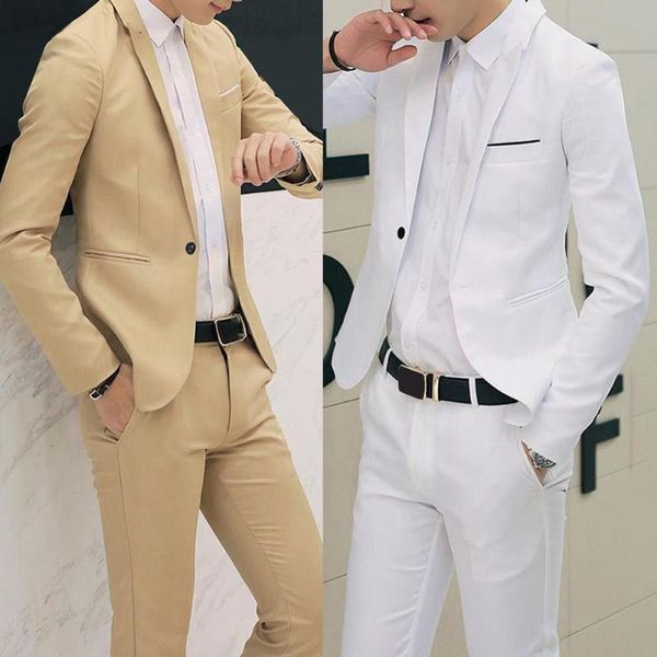 men's suits & blazers 2021 male wedding prom suit solid color slim fit men formal business work wear 2pcs set blazer pants, White;black
men's suits & blazers 2021 male wedding prom suit solid color slim fit men formal business work wear 2pcs set blazer pants, White;black