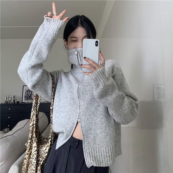 women's knits & tees high neck double zipper design sense knitwear autumn winter loose and versatile casual long sleeve sweater women, White
women's knits & tees high neck double zipper design sense knitwear autumn winter loose and versatile casual long sleeve sweater women, White