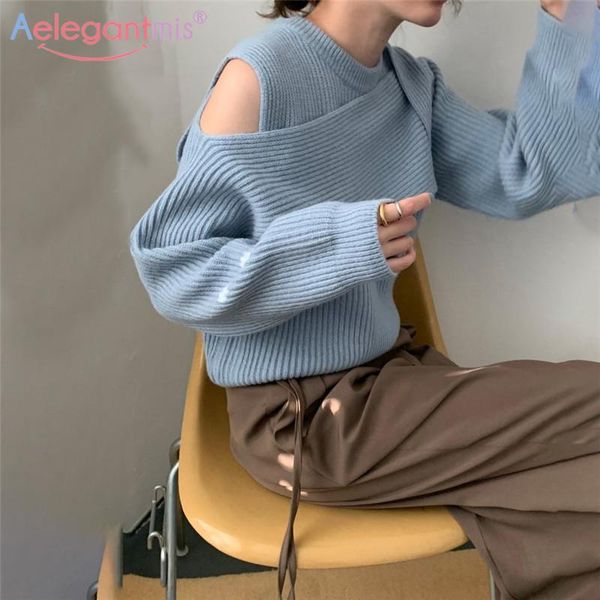 aelegantmis korean style irregular design strapless loose cozy sweater women soft warm knitted pullover female chic jersey mujer, White;black
aelegantmis korean style irregular design strapless loose cozy sweater women soft warm knitted pullover female chic jersey mujer, White;black