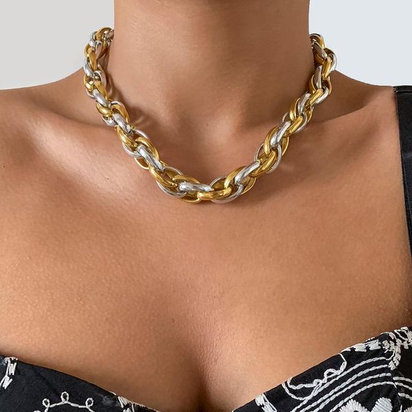 chokers ingemark punk twisted chain choker necklace collar statement hip hop big chunky mix color thick for women jewelry, Golden;silver
chokers ingemark punk twisted chain choker necklace collar statement hip hop big chunky mix color thick for women jewelry, Golden;silver