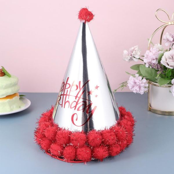 party hats 5pcs red cone shape pompon shiny paper birthday letter printing design hat decorations
party hats 5pcs red cone shape pompon shiny paper birthday letter printing design hat decorations
