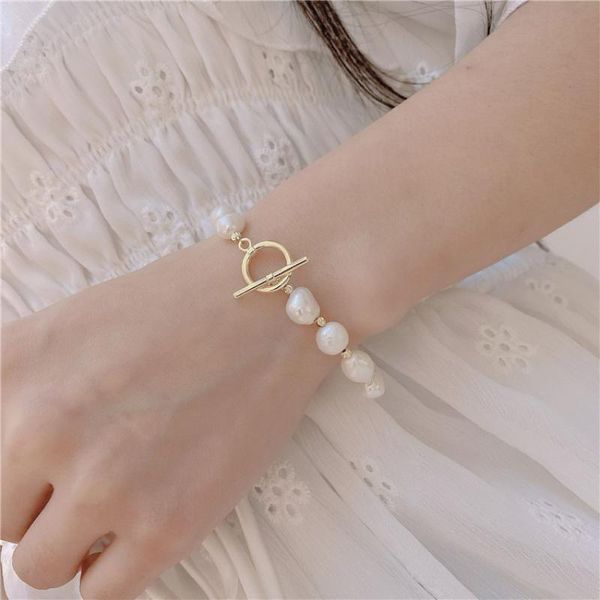 link, chain modern jewelry natural freshwater pearls bracelet style one layer golden plating irregular beads for women, Black
link, chain modern jewelry natural freshwater pearls bracelet style one layer golden plating irregular beads for women, Black