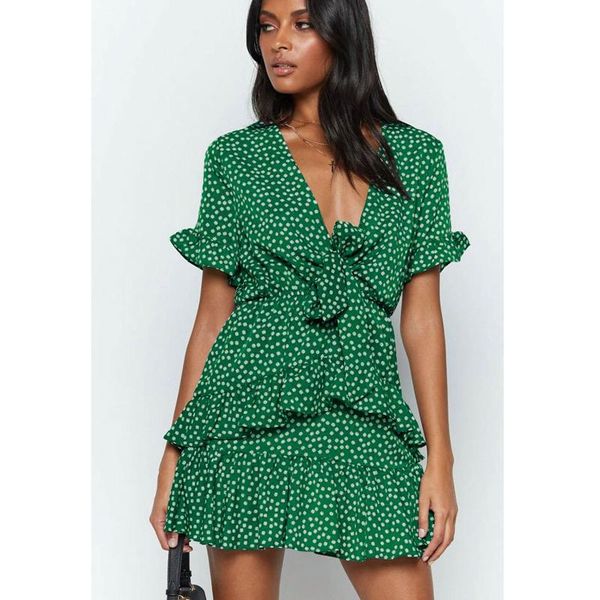 women's summer v-neck lace dress high waist casual printing polka dot short sleeve pleated mini dresses ruffled bohemian robe, Black;gray
women's summer v-neck lace dress high waist casual printing polka dot short sleeve pleated mini dresses ruffled bohemian robe, Black;gray