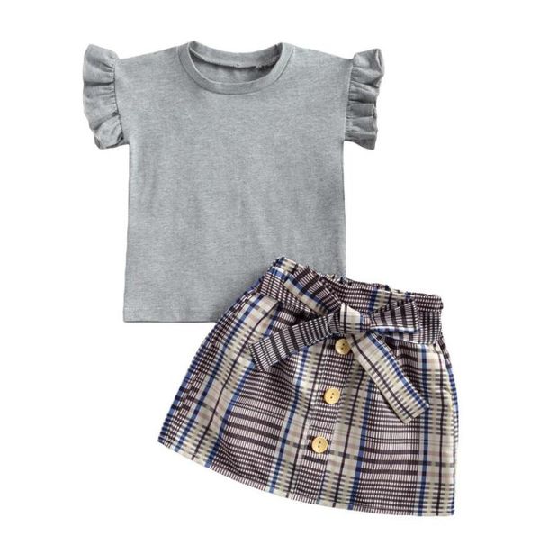 summer kids baby girls 2piece clothes outfit set short sleeve solid color t shirt plaid skirt set children's sets, White
summer kids baby girls 2piece clothes outfit set short sleeve solid color t shirt plaid skirt set children's sets, White