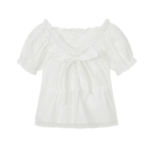 women's blouses & shirts summer fashion agaric edge pleated crewneck puff sleeve 2021 french elegant lace-up bow blouse female, White
women's blouses & shirts summer fashion agaric edge pleated crewneck puff sleeve 2021 french elegant lace-up bow blouse female, White