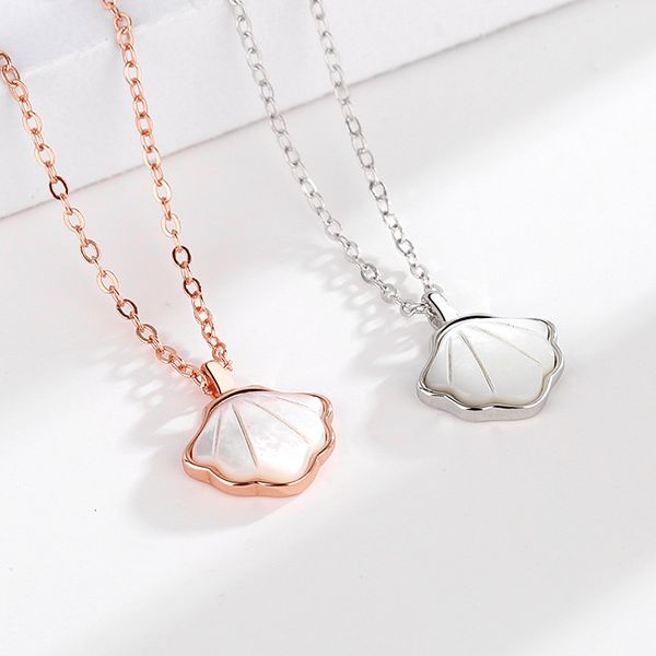 s925 sier necklace women's fashion korean fritillary simple pendant clavicle chain jewelry, White
s925 sier necklace women's fashion korean fritillary simple pendant clavicle chain jewelry, White