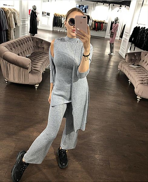2021 limited promotion fashion casual wide-leg pants three-piece suit knitted cardigan trousers long section slim woman 3 piece, White
2021 limited promotion fashion casual wide-leg pants three-piece suit knitted cardigan trousers long section slim woman 3 piece, White