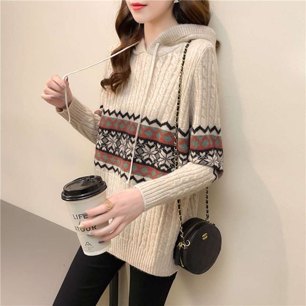 fashion loose wear 2021 a fit, sweater, new women's spring and autumn clothing, famous ethnic style hooded knitted coat luxury, White;black
fashion loose wear 2021 a fit, sweater, new women's spring and autumn clothing, famous ethnic style hooded knitted coat luxury, White;black