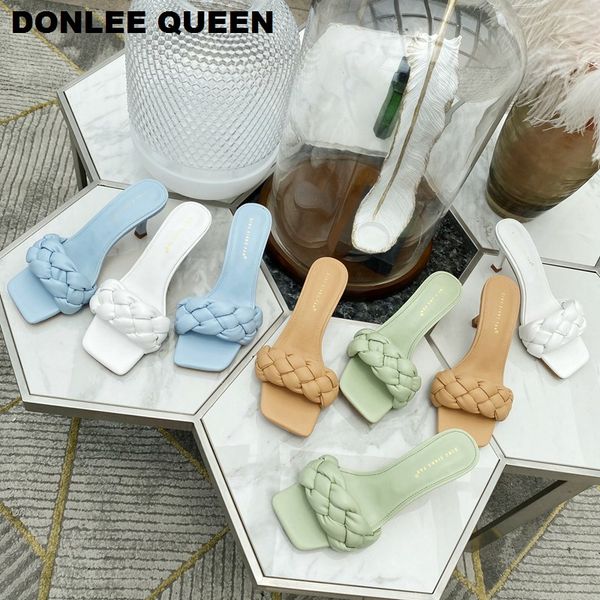 2020 fashion brand weave slippers women thin high heels sandals open toe slip on summer shoes women slipper outdoor slides mujer, Black
2020 fashion brand weave slippers women thin high heels sandals open toe slip on summer shoes women slipper outdoor slides mujer, Black