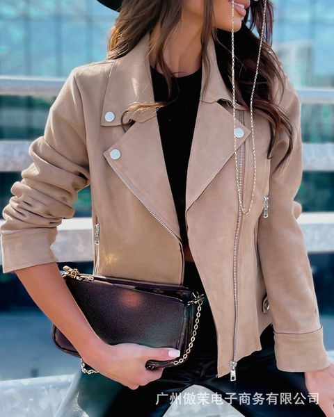 women's jackets coat 2021 autumn winter long sleeve zipper lapel, Black;brown
women's jackets coat 2021 autumn winter long sleeve zipper lapel, Black;brown
