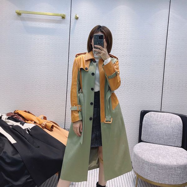 high-end famous brand womens clothing early autumn handsome pull style woven leather patchwork straight long trench coat, Black
high-end famous brand womens clothing early autumn handsome pull style woven leather patchwork straight long trench coat, Black