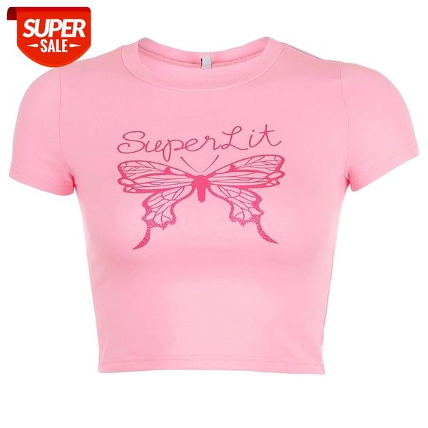 Weekeep Butterfly Print O-neck Cropped Short Sleeve t shirt Women Bodycon Knitted Tee Shirt Femme Tops #749g, White
Weekeep Butterfly Print O-neck Cropped Short Sleeve t shirt Women Bodycon Knitted Tee Shirt Femme Tops #749g, White