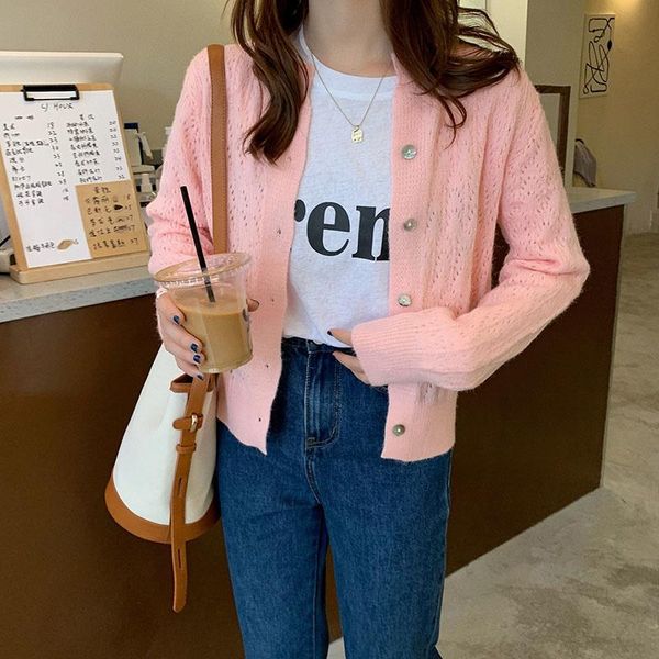 women's knits & tees 2021 knitted cardigan women korean style long sleeve o neck hollow out loose casual fashion single button sweater, White
women's knits & tees 2021 knitted cardigan women korean style long sleeve o neck hollow out loose casual fashion single button sweater, White