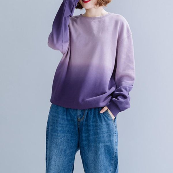 women's hoodies & sweatshirts literary cotton gradient color sweatershirt clothing 2021 spring autumn round neck loose casual all match, Black
women's hoodies & sweatshirts literary cotton gradient color sweatershirt clothing 2021 spring autumn round neck loose casual all match, Black