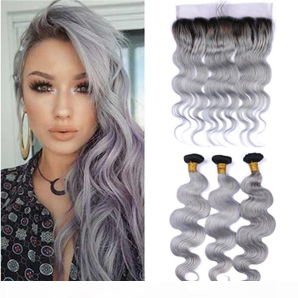 #1b grey dark root ombre malaysian human hair 3bundles body wave virgin hair weaves with ombre silver grey 13x4 full lace frontal closure, Black;brown 
#1b grey dark root ombre malaysian human hair 3bundles body wave virgin hair weaves with ombre silver grey 13x4 full lace frontal closure, Black;brown