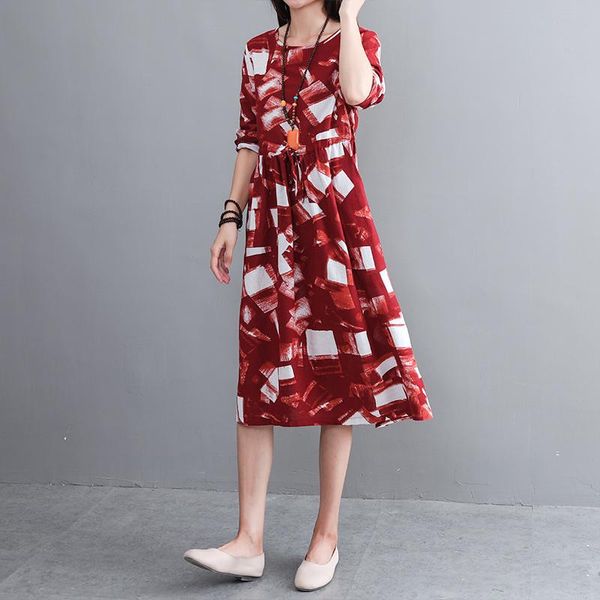 casual dresses arrival spring/autumn arts style women long sleeve a-line dress o-neck cotton linen print knee-length a859, Black;gray
casual dresses arrival spring/autumn arts style women long sleeve a-line dress o-neck cotton linen print knee-length a859, Black;gray