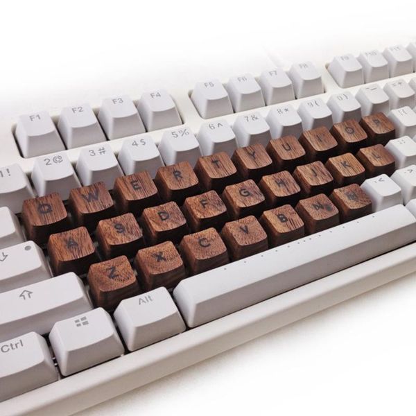 26pcs black walnut wood alphabet keycaps for cherry mx switch mechanical keyboard hand made backlit oem wooden resin key caps
26pcs black walnut wood alphabet keycaps for cherry mx switch mechanical keyboard hand made backlit oem wooden resin key caps