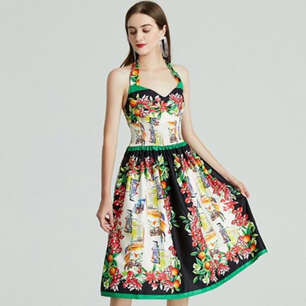 casual dresses v-neck halter backless women beach dress 2021 summer runway floral print high elastic waist party vestidos, Black;gray
casual dresses v-neck halter backless women beach dress 2021 summer runway floral print high elastic waist party vestidos, Black;gray
