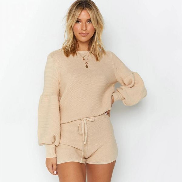 2021 new women casual solid color basic piece long lantern sleeve sweater drawstring short pants playsuit autumn tracksuit irqm, White
2021 new women casual solid color basic piece long lantern sleeve sweater drawstring short pants playsuit autumn tracksuit irqm, White