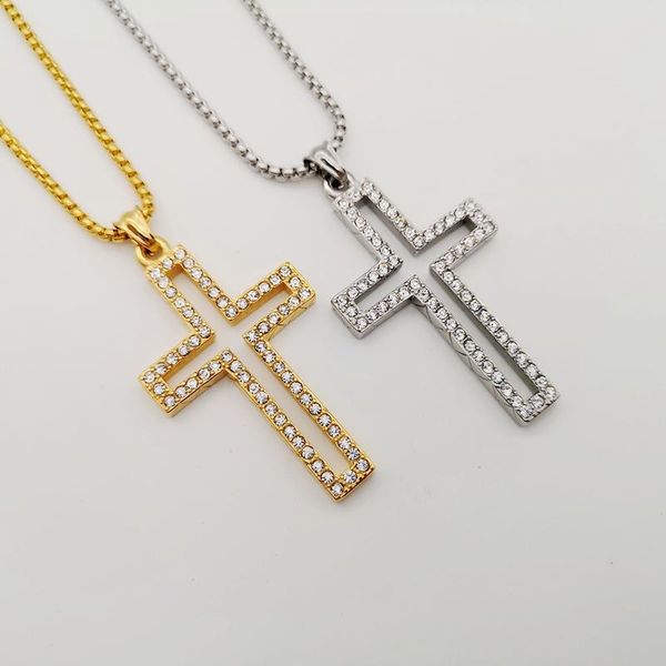pendant necklaces bling full rhinestones hollow out cross necklace stainless steel men women rapper hip hop rock, Silver
pendant necklaces bling full rhinestones hollow out cross necklace stainless steel men women rapper hip hop rock, Silver