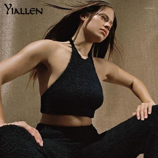 women's t-shirt yiallen fashion hairy two piece women tracksuit backless halter lace up short pants casual streetwear matching set, White
women's t-shirt yiallen fashion hairy two piece women tracksuit backless halter lace up short pants casual streetwear matching set, White