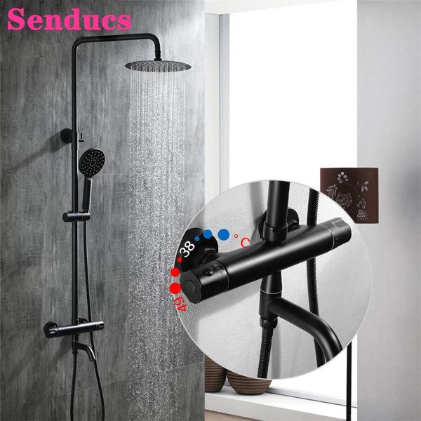 bathroom shower sets matte black thermostatic system hunnise quality brass rainfall waterfall faucet bath set
bathroom shower sets matte black thermostatic system hunnise quality brass rainfall waterfall faucet bath set