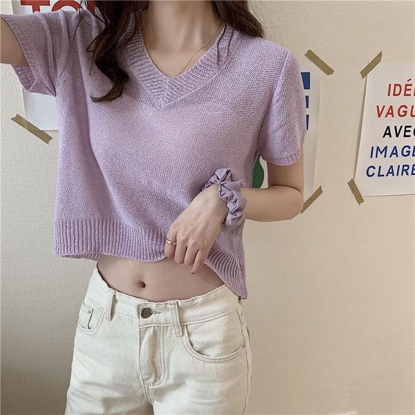 women's t-shirt summer knitted solid short sleeve o-neck pullovers jumper female sweaters women, White
women's t-shirt summer knitted solid short sleeve o-neck pullovers jumper female sweaters women, White