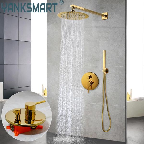 yanksmart bathroom shower faucet golden polished solid brass rainfall shower head wall mounted mixer water tap combo kit
yanksmart bathroom shower faucet golden polished solid brass rainfall shower head wall mounted mixer water tap combo kit