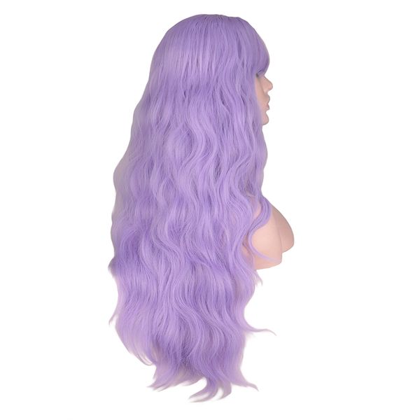 light purple color women wigs long curly synthetic wig with bangs fringe naural heat resistant hairfactory direct, Black
light purple color women wigs long curly synthetic wig with bangs fringe naural heat resistant hairfactory direct, Black