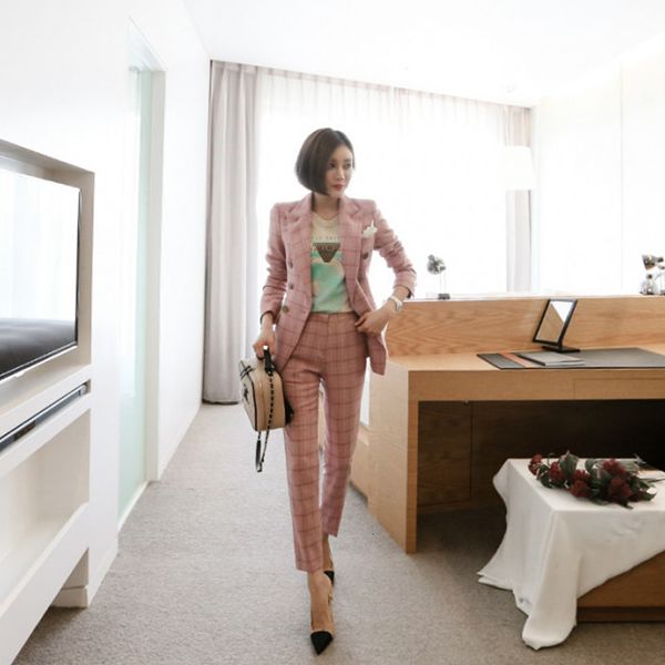 autumn women's 2021 spring new fashion lattice small female temperament slim nine pants two sets suit 6yxb, White;black
autumn women's 2021 spring new fashion lattice small female temperament slim nine pants two sets suit 6yxb, White;black