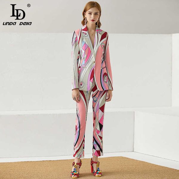 ld linda della designer autumn fashion 2 piece set women's print single button long jacket and slim full length pants suits 210930, White
ld linda della designer autumn fashion 2 piece set women's print single button long jacket and slim full length pants suits 210930, White