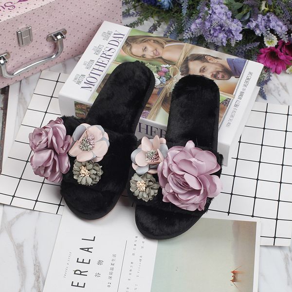 2020 women flower house slippers women winter women indoor slippers woman slip on flats slides female faux fur slippers wholesal, Black
2020 women flower house slippers women winter women indoor slippers woman slip on flats slides female faux fur slippers wholesal, Black