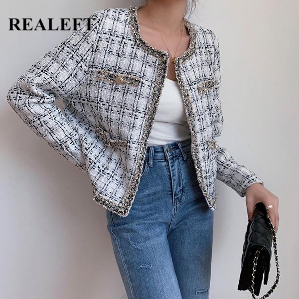 women's jackets realeft 2021 autumn plaid coat female korean round neck long sleeve elegant winter jacket short, Black;brown
women's jackets realeft 2021 autumn plaid coat female korean round neck long sleeve elegant winter jacket short, Black;brown
