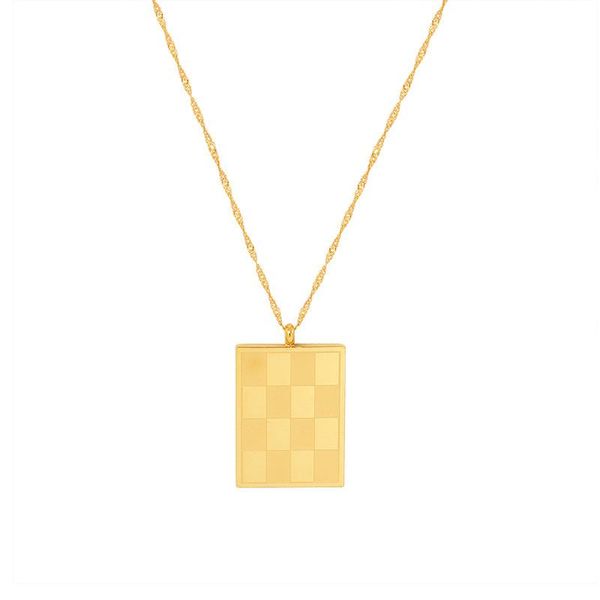 pendant necklaces stainless steel chessboard lattice necklace female plated gold geometric on neck women gothic style accessories jewelry, Silver
pendant necklaces stainless steel chessboard lattice necklace female plated gold geometric on neck women gothic style accessories jewelry, Silver