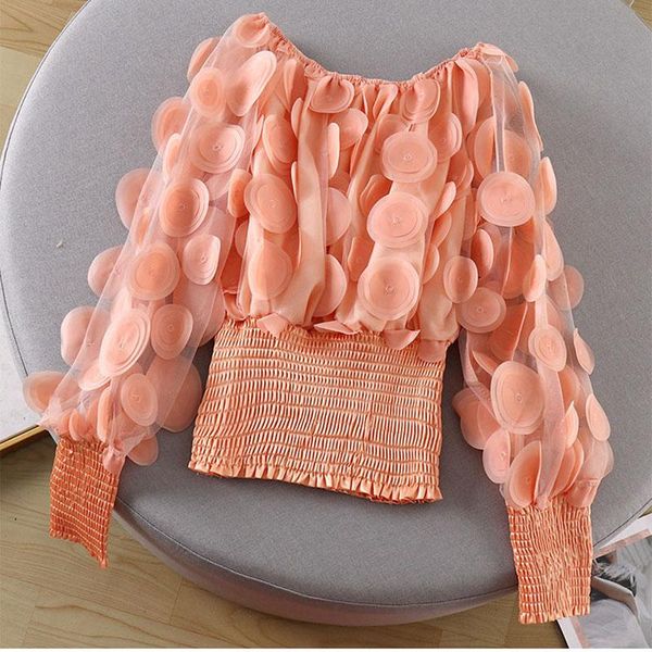 women's blouses & shirts fashion bohemian slash neck women cropped shirt elegant puff long sleeve 3d flower mesh chiffon blouse street, White
women's blouses & shirts fashion bohemian slash neck women cropped shirt elegant puff long sleeve 3d flower mesh chiffon blouse street, White