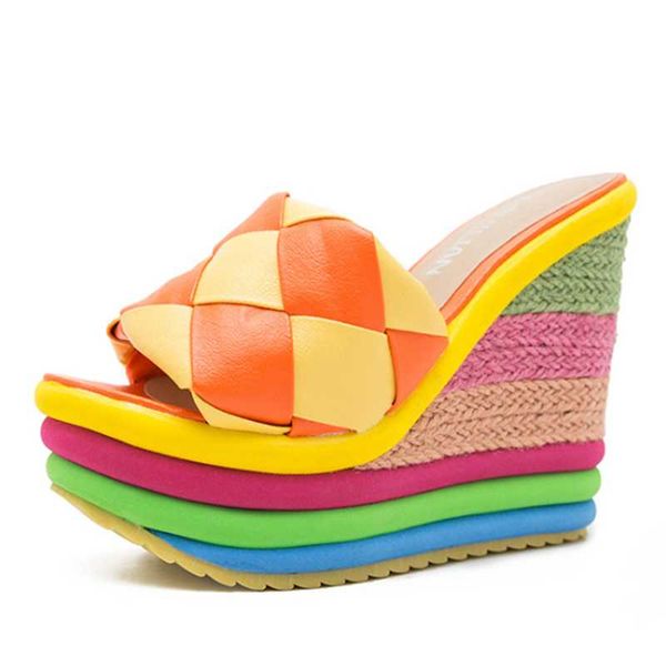 2021 summer fashion women rainbow colour cane straw weave wedges slippers sweet cute platform peep toe high heels female sandals, Black
2021 summer fashion women rainbow colour cane straw weave wedges slippers sweet cute platform peep toe high heels female sandals, Black