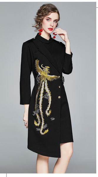 2021 black new street style dress early spring stand-up collar long-sleeved retro phoenix embroidery waistband irregular skirt, Black;pink
2021 black new street style dress early spring stand-up collar long-sleeved retro phoenix embroidery waistband irregular skirt, Black;pink