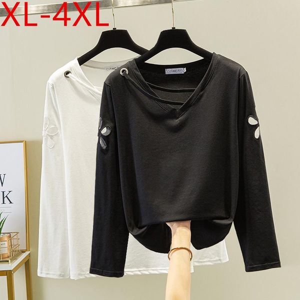 plus size t-shirt spring autumn women hollow out v neck long sleeve cotton large loose casual tees xl 2xl 3xl 4xl, Black
plus size t-shirt spring autumn women hollow out v neck long sleeve cotton large loose casual tees xl 2xl 3xl 4xl, Black